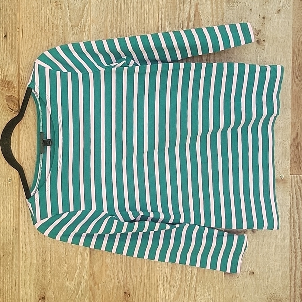 J Crew Pink and Green Striped Long Sleeve Tee Shirt Small